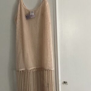 wild fable Peach Mesh Fringe Swim Coverup